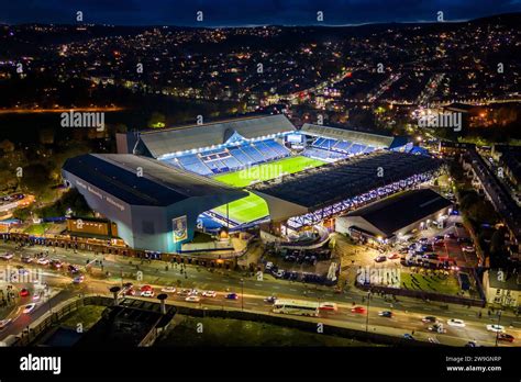 Aerial image of Sheffield Wednesday Hillsborough Stadium at Night Stock ...