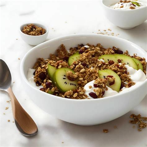 Premium AI Image | Delicious healthy bowl of cereal with yogurt and kiwi