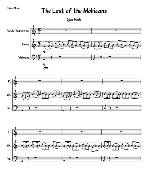 The Last of the Mohicans - Opus Sheet music for Flute, Violin, Cello | Download free in PDF or ...