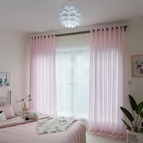 Rose Quartz Pink Sheer Curtains Drapes for Bedroom 1 Set of 2 Panels ...