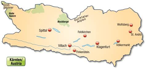 map of kaernten as an overview map in pastel orange - Stock Photo ...