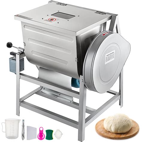 VEVOR 110V Commercial Dough Mixer 25kg, Kneading Capacity 50 QT, Flour Mixer 2200W, with Visible ...