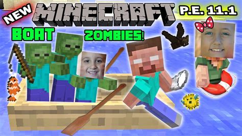 FGTEEV Kids play MINECRAFT PE: FISHING w/ BOAT ZOMBIES! New Skins ...