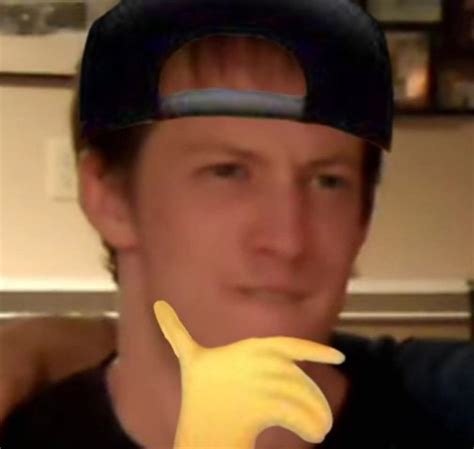 Evan myers from Everymanhybrid biting his lip with fuckboy cursed emoji hand and hat edited over ...
