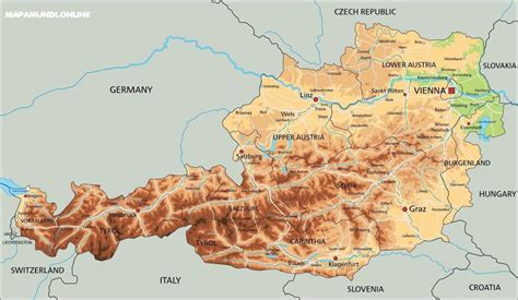 ⊛ Mapa de Austria ·🥇 Político, Físico & Turístico En Imágenes | 2022