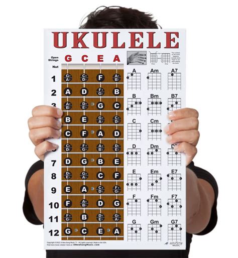 Buy Laminated Ukulele Fretboard Notes & Easy Beginner Chord Chart 11 ...