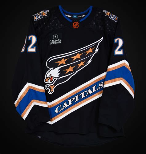 Capitals Reverse Retro 2.0 jersey features the Screaming Eagle on black