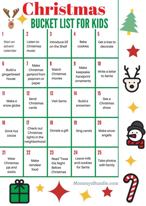 Christmas Bucket List Printable For Festive Holiday F - vrogue.co