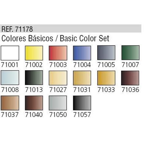 Vallejo - Model Air Basic Colors - 16 Colour Acrylic Airbrush Paint Set