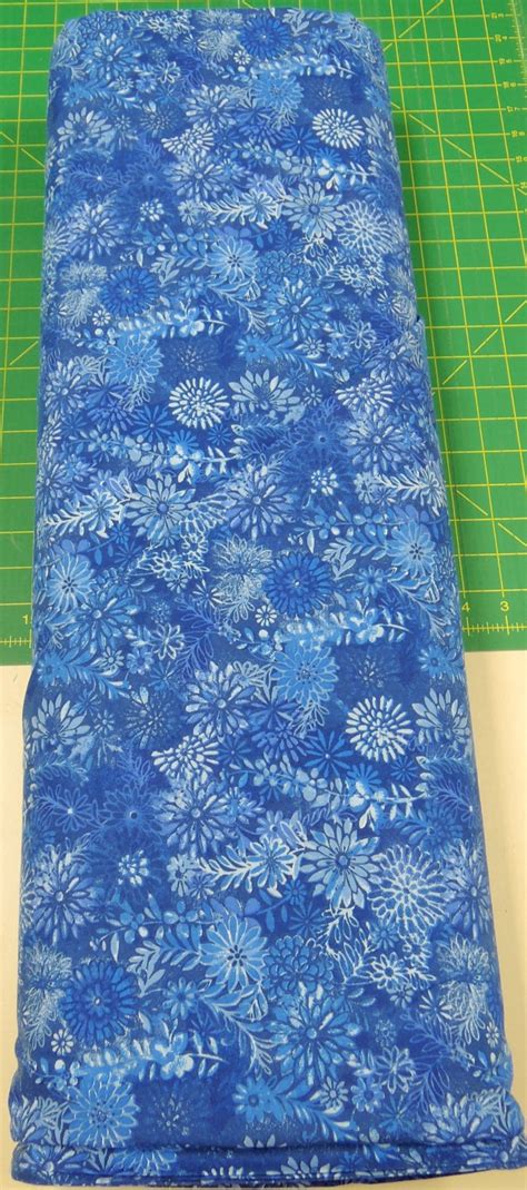 108 Royal Blue floral Quilt Backing fabric. 108 inch