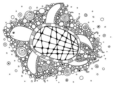 Turtle in sea - Turtles Adult Coloring Pages