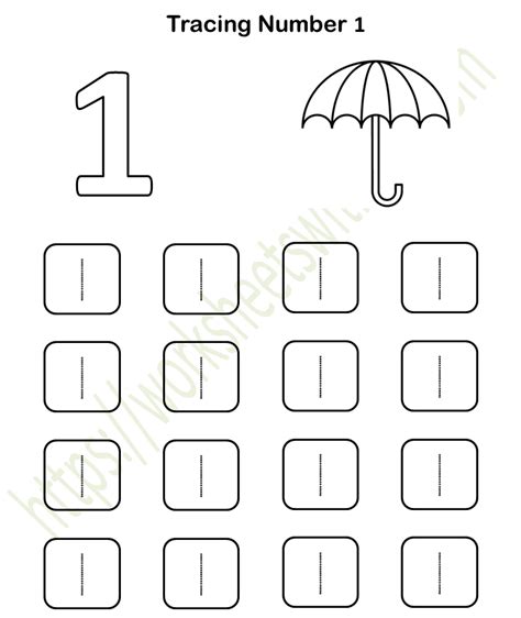 Number 1 Tracing Worksheet