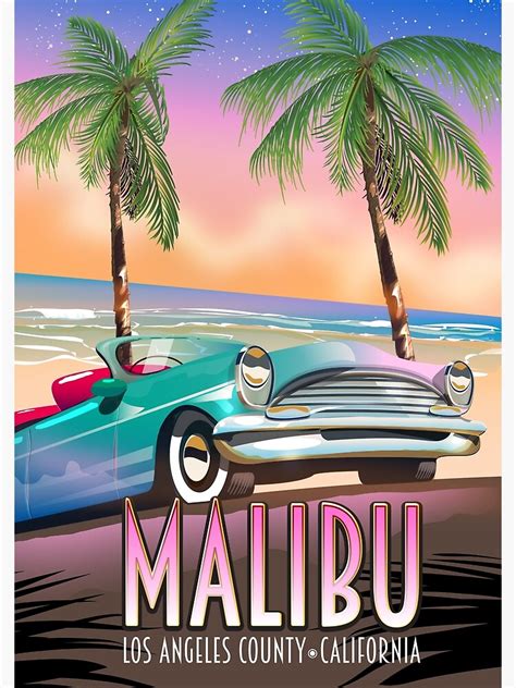 "Malibu, Los Angeles, California Vintage travel poster" Photographic Print for Sale by ...