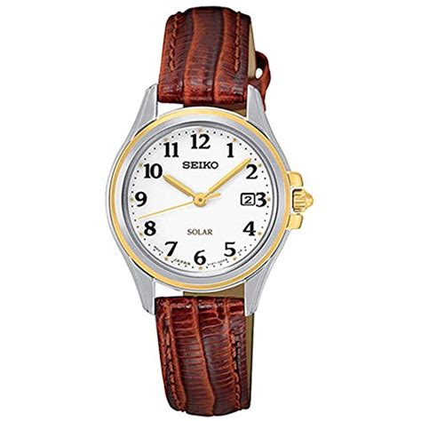 SUT252 Women's Core Solar Brown Leather Strap Band White Dial Watch -- Details can be found by ...