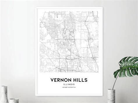 Vernon Hills Map Print, Vernon Hills Map Poster Wall Art, Il City Map ...