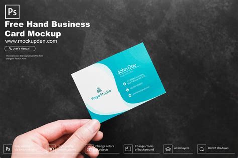 Free Hand Holding Business Card Mockup PSD Template