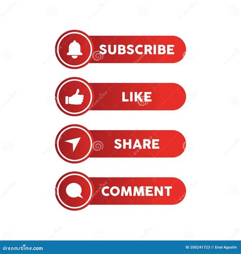 Subscribe, Like, Share and Comment Button Symbol Design for Social Media Post Stock Vector ...