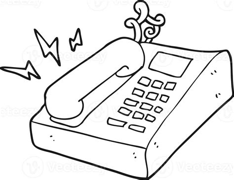 black and white cartoon office telephone 36485804 PNG