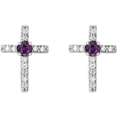 Alexandrite & .06CT Diamond Cross Earrings In Platinum | eBay