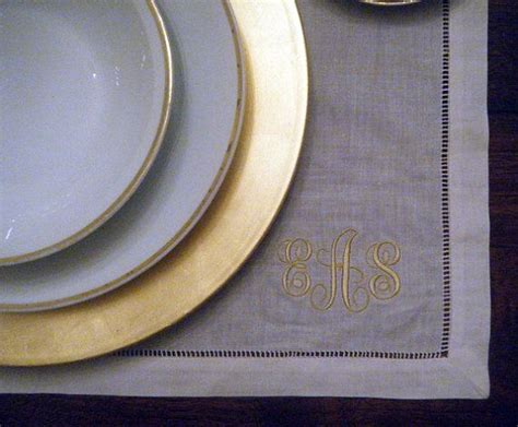 Monogrammed Hemstitch Placemat Set of Four | Etsy | Monogrammed linens, Placemats, Linen placemats