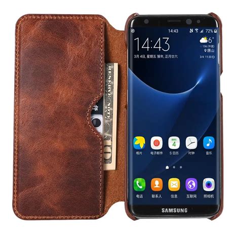 BEISISHUMA Real Genuine Leather Flip Cover Case For Samsung Galaxy S8 ...