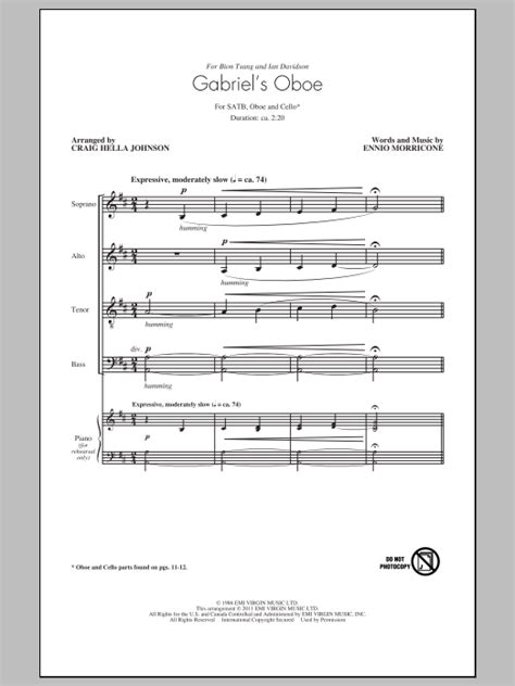 Gabriel's Oboe | Sheet Music Direct