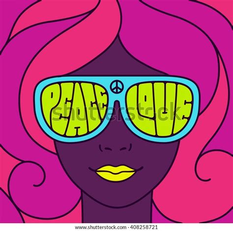 Hippie Love Peace Poster Retro Style Stock Vector (Royalty Free) 408258721