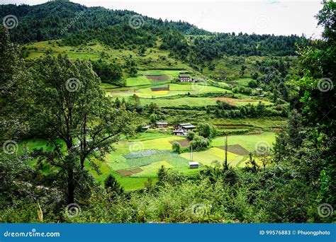 Mountain scenery in Bhutan stock image. Image of mountain - 99576883