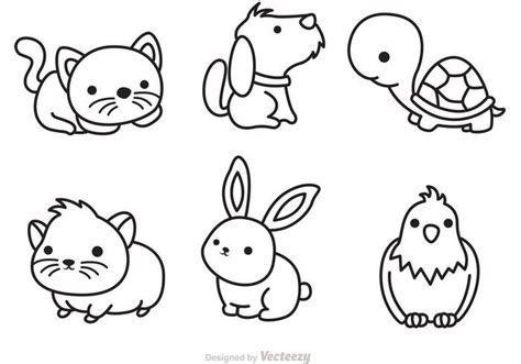 Cute Pets Outline Vector | Pets drawing, Turtle drawing, Easy drawings