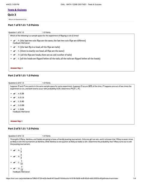 Math Quiz 3 V. 2 - Answers - Tests & Quizzes Quiz 3 ####### Return to Assessment List Part 1 of ...