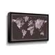Cool Gray On Dark Background Colorful World Map Silhouette Gallery Wrapped Floater-framed Canvas ...