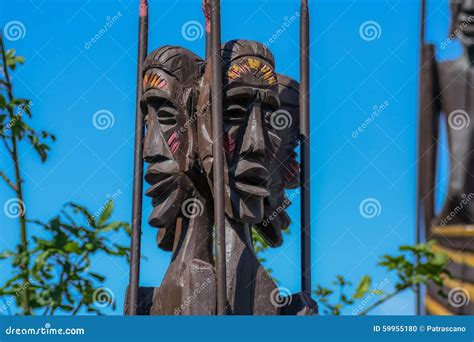 Traditional African Wood Sculptures Stock Photo - Image of artistic, head: 59955180