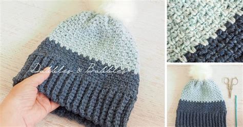 Moss Stitch Beanie Hat Crochet Pattern - Dabbles & Babbles