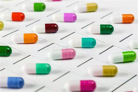 Different Color Tablets and Pills Chart Medication Stock Photo - Image ...