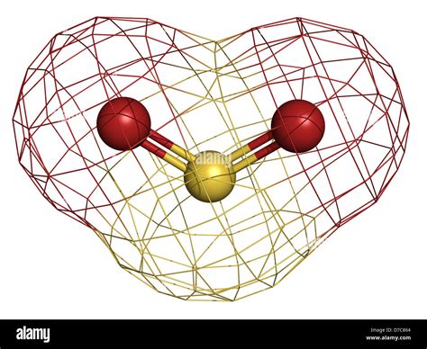 El dióxido de azufre, dióxido de azufre (SO2), gas modelo molecular ...