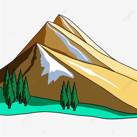 Snow Mountains PNG Transparent, Yellow Snow Mountain Clip Art, Green ...