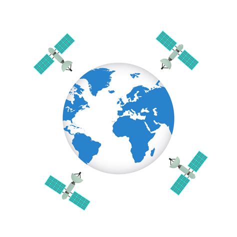 Satellite around world globe vector. Satellites are running around the ...