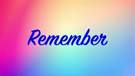 Remember - (lyrics) - YouTube