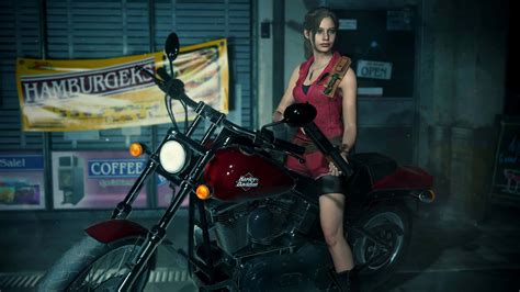 Download Resident Evil 2 Claire Redfield On A Motorbike Wallpaper | Wallpapers.com