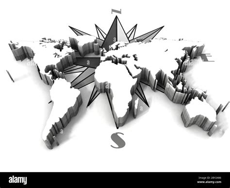 earth map and compass Stock Photo - Alamy