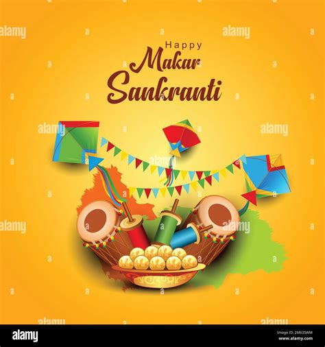 Indian festival Happy Makar Sankranti poster design with group of ...