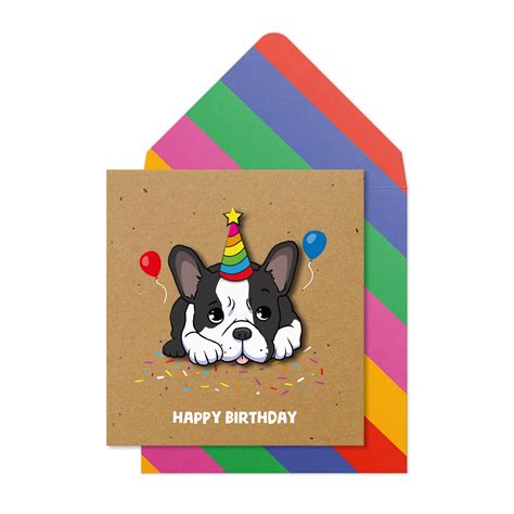 Happy Birthday Frenchie Balloons - Delightful French Bulldog Handmade Birthday Card – TACHE®