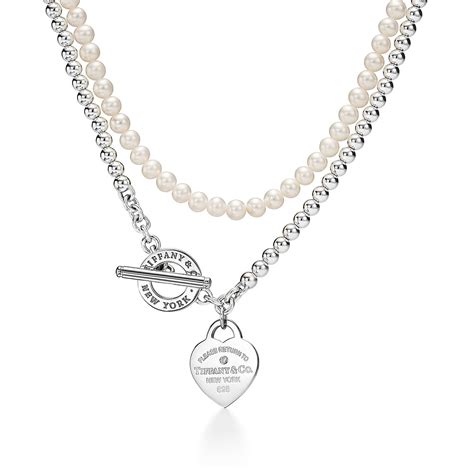 Return to Tiffany™ Wrap Necklace in Silver with Pearls and a Diamond, Small | Tiffany & Co ...