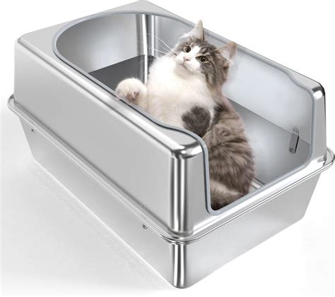 Amazon.com: Stainless Steel Litter Box - Entirely Metal Cat Litter Box ...