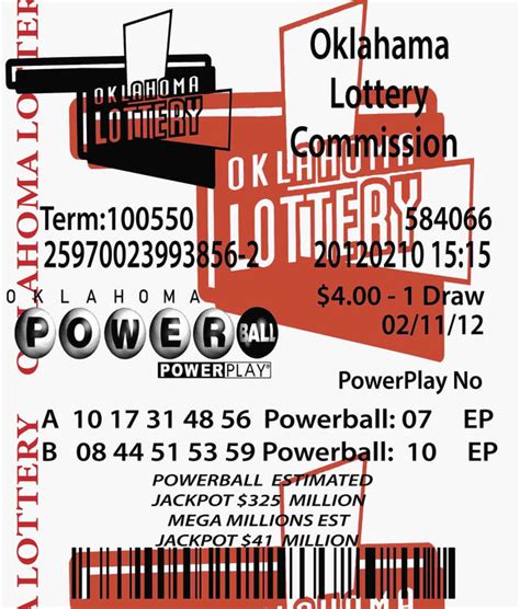 Oklahoma Powerball Lotto Ticket