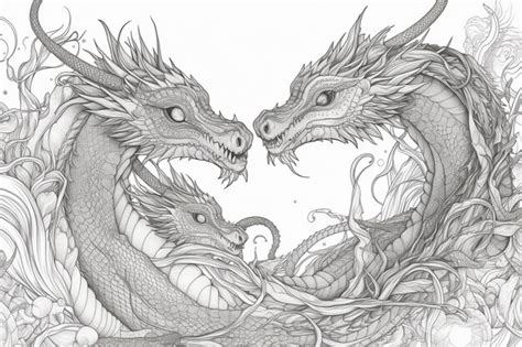 Premium AI Image | A drawing of two dragons with the word dragon on the ...