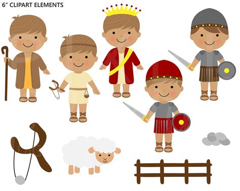 Christian Clipart Bible David Goliath Clip Art David and - Etsy