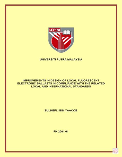 universiti putra malaysia improvements in design of local