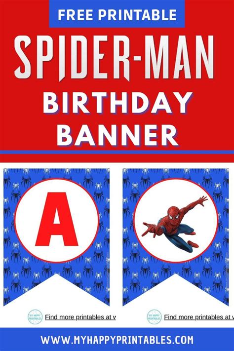 Happy Birthday Banner Free Printable Spiderman Alphabet Letters ...