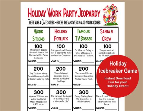 Work Jeopardy Game, Office Jeopardy Game, Holiday Party Games, Office ...